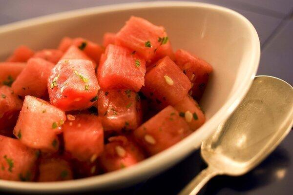 Watermelon with mint and lime