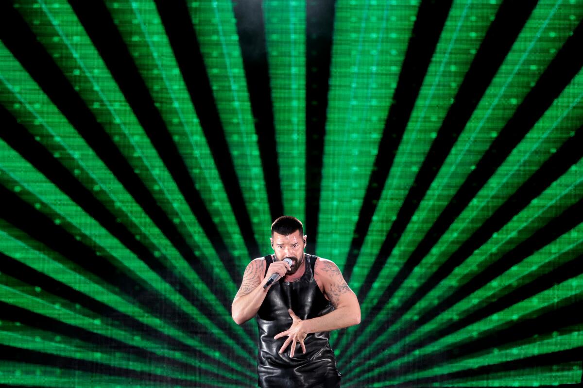 Ricky Martin performs during the LA's Pride in the Park on Saturday at LA State Historic Park.