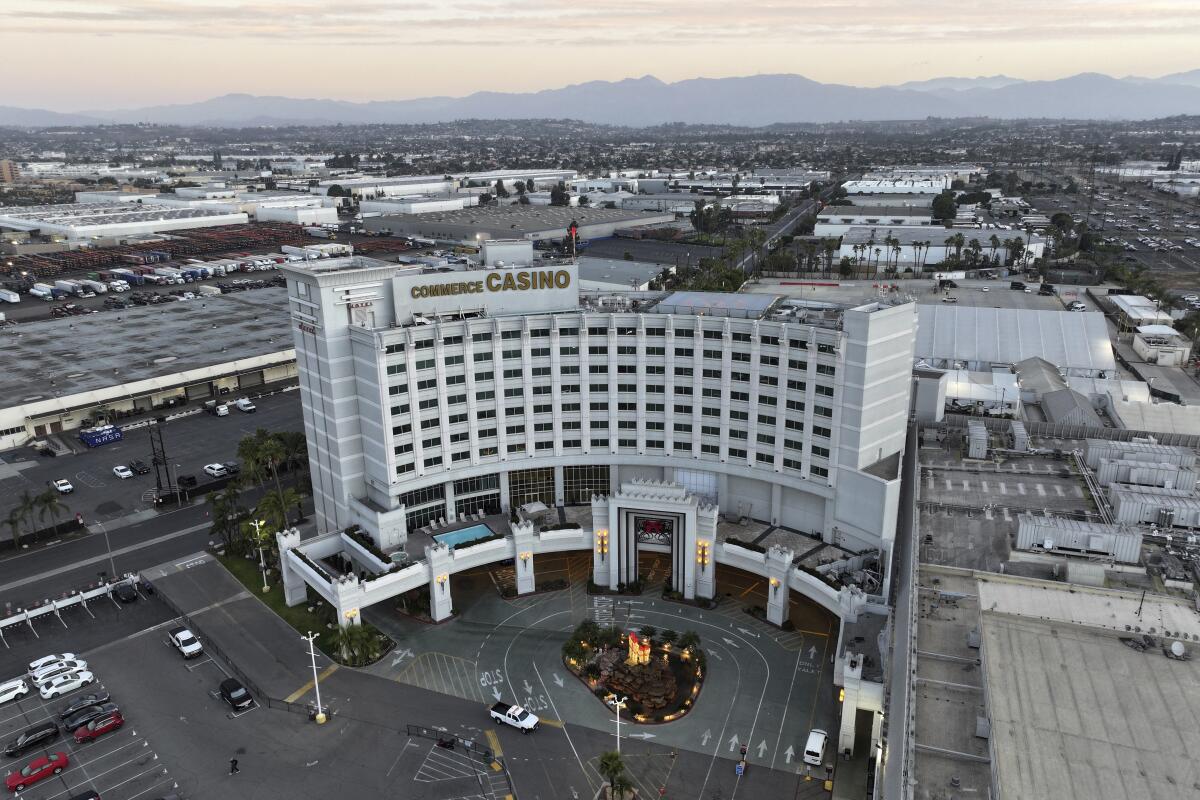 An aerial view of Commerce Casino in the City of Commerce