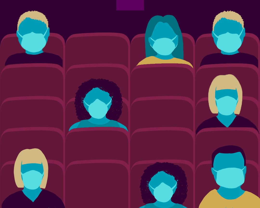 A gif illustration shows cinema patrons appearing and disappearing from seats.