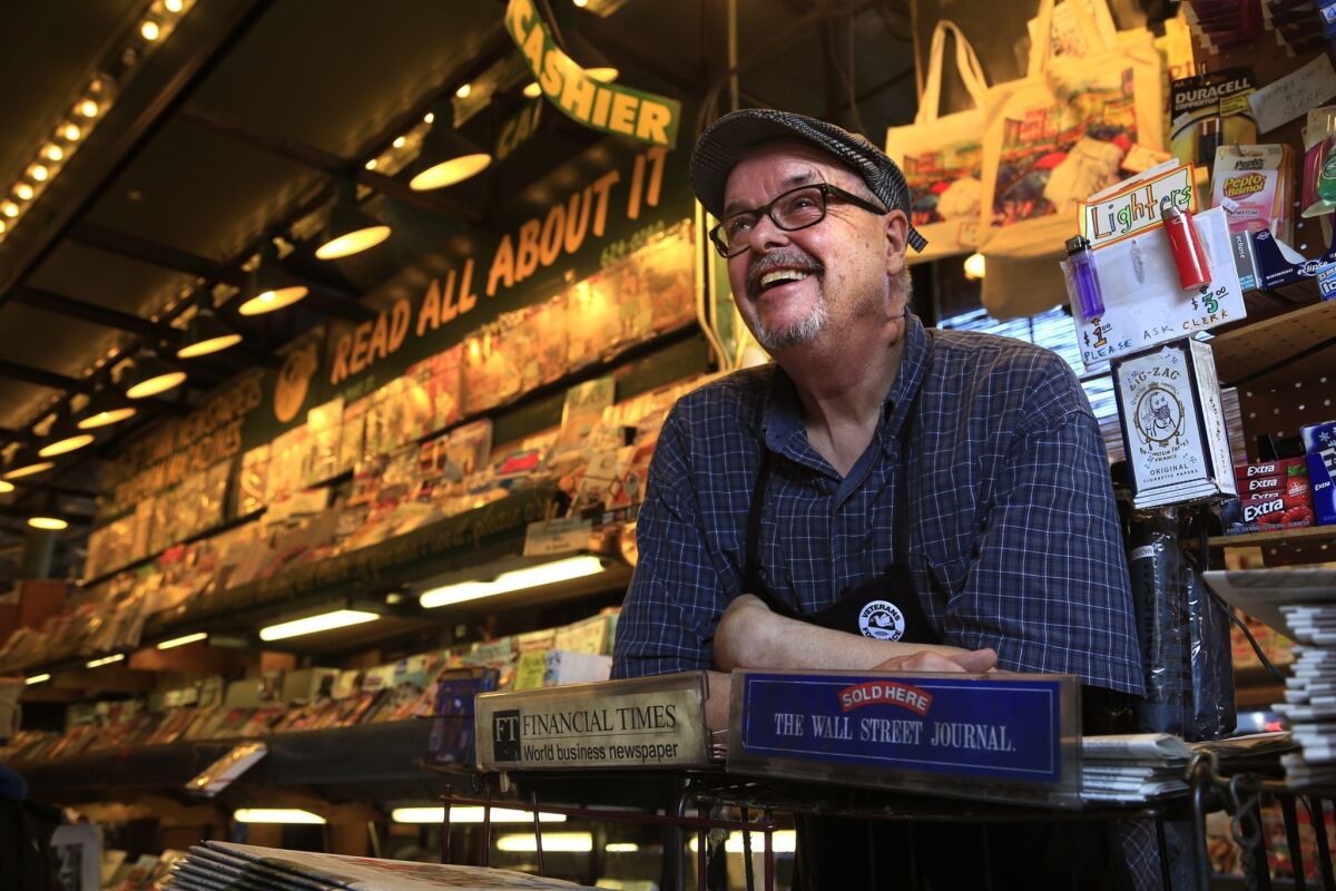 Lee Lauckhart has been the owner of First and Pike News for more than three decades. His shop sells newspapers, magazines, stamps, lighters and more.