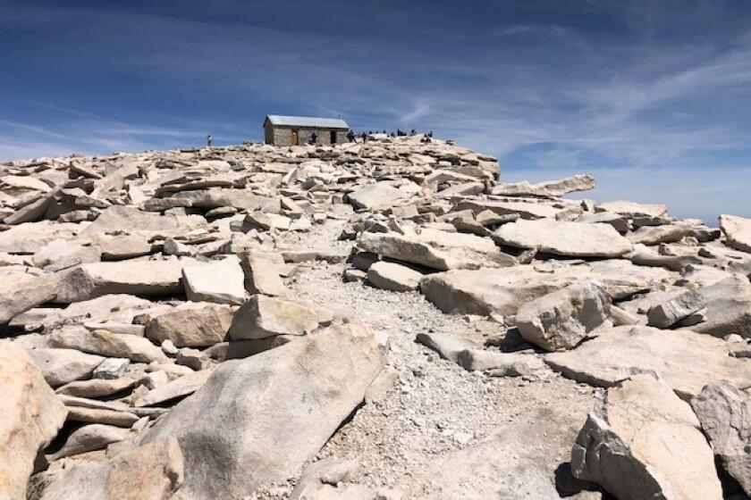 The stone building atop Mt. Whitney was built in 1909.