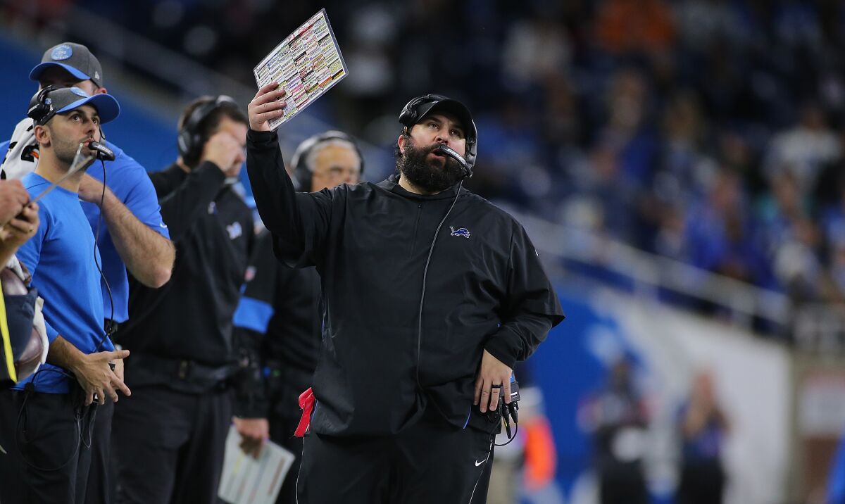 Detroit Lions coach Matt Patricia reacts to a play during the fourth quarter against the Tampa Bay Buccaneers.