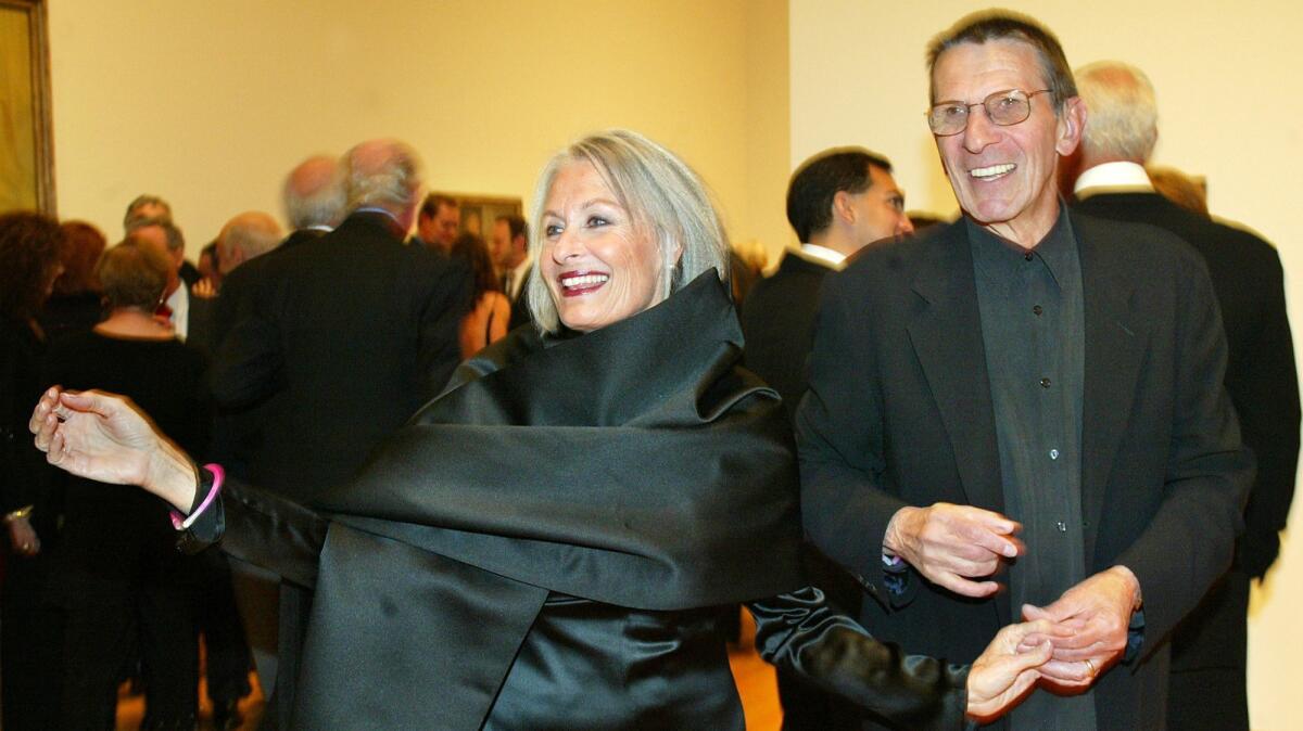 Nimoy with husband Leonard at a 2003 Museum of Contemporary Art gala at which they were honored for their philanthropy and for their commitment to the museum. Leonard died in 2015.
