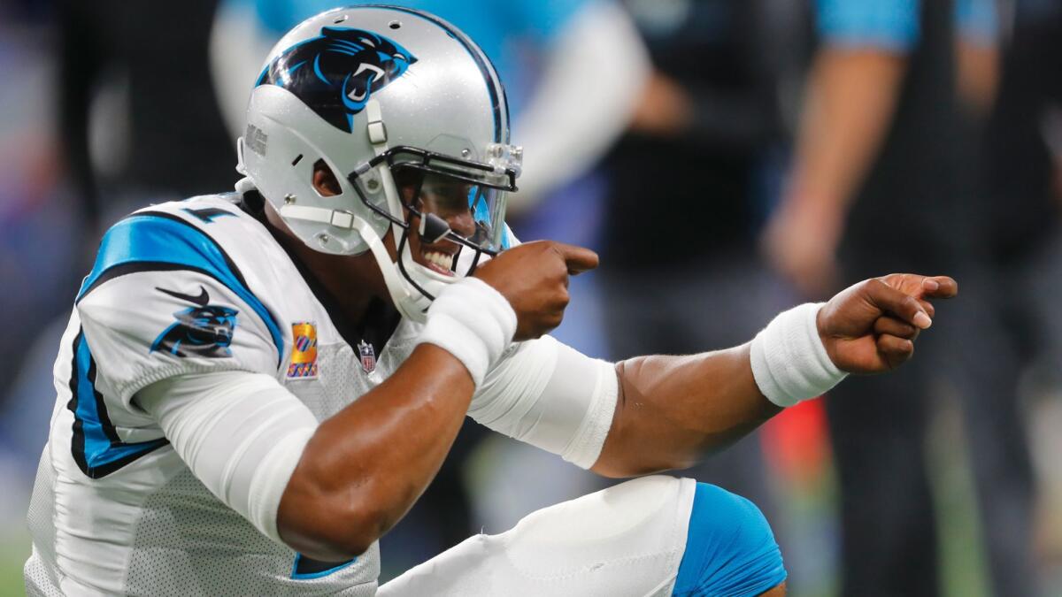 Carolina Panthers quarterback Cam Newton during a game against the Detroit Lions on Oct. 8.