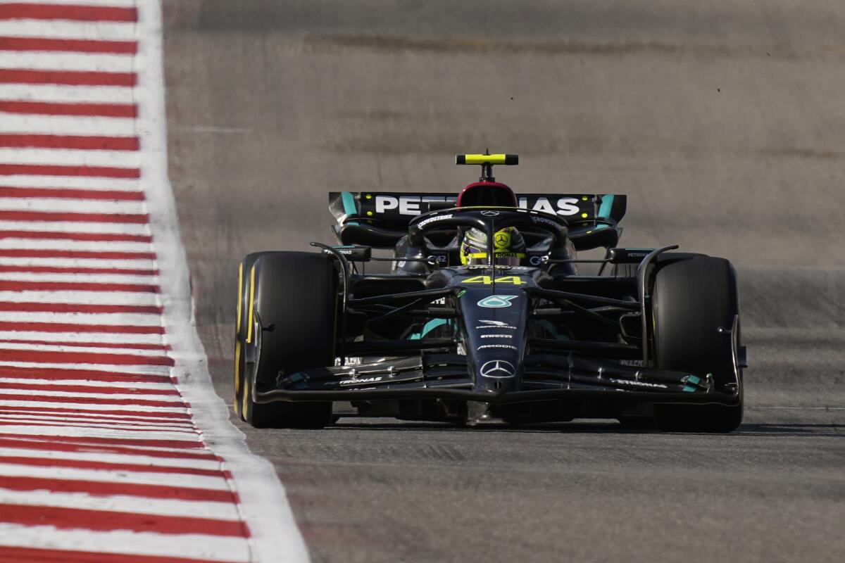 Mercedes driver Lewis Hamilton competes at the U.S. Grand Prix on Sunday.
