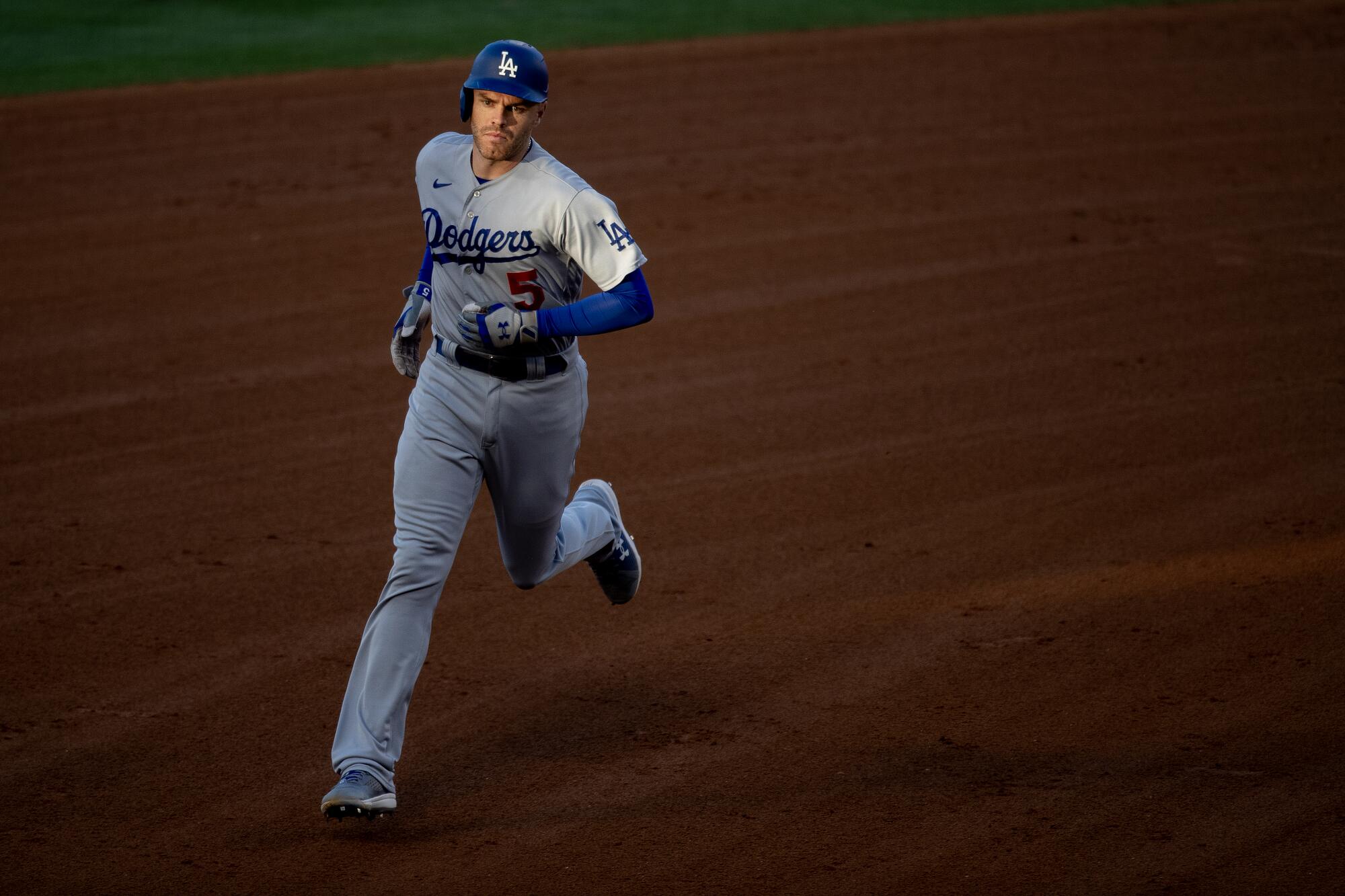 James Outman of the Los Angeles Dodgers rounds the bases following