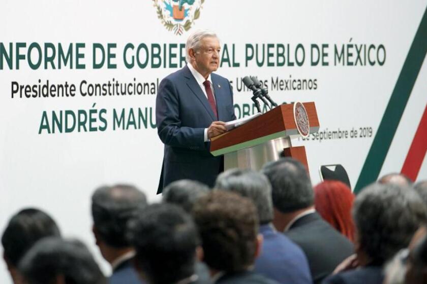 El presidente de México, Andrés Manuel López Obrador, en su primer informe de Gobierno.