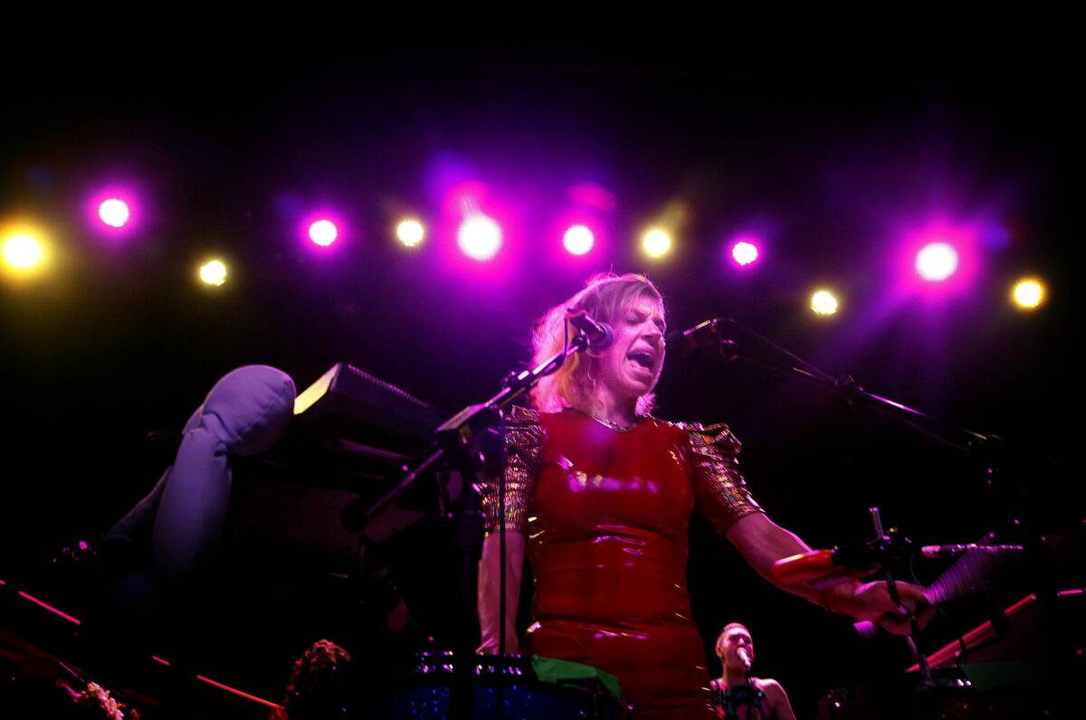 Merrill Garbus of tUnE-yArDs, at their sold-out show Thursday night at the Fonda Theatre.