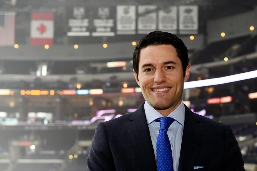 LOS ANGELES, CA - SEPTEMBER 16: Los Angeles Kings TV Play-by-Play Announcer Alex Faust poses for a portrait before a game between the Los Angeles Kings and the Vancouver Canucks at STAPLES Center on September 16, 2017 in Los Angeles, California. (Photo by Juan Ocampo/NHLI via Getty Images) *** Local Caption *** ** OUTS - ELSENT, FPG, CM - OUTS * NM, PH, VA if sourced by CT, LA or MoD **