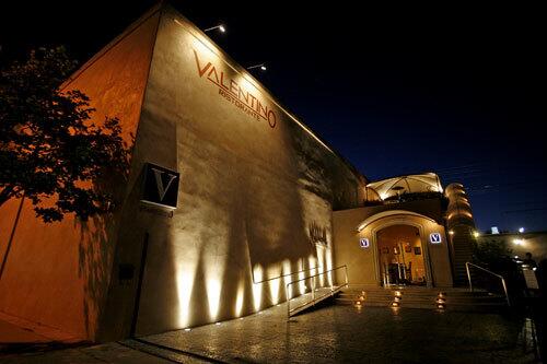 The stylish exterior of Valentino Restorante in Santa Monica.