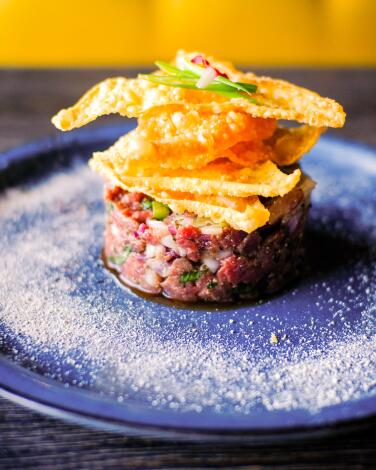Thai restaurant, Lamaii opened two years ago and features the Beef Tartare in Chinatown in Las Vegas, NV.