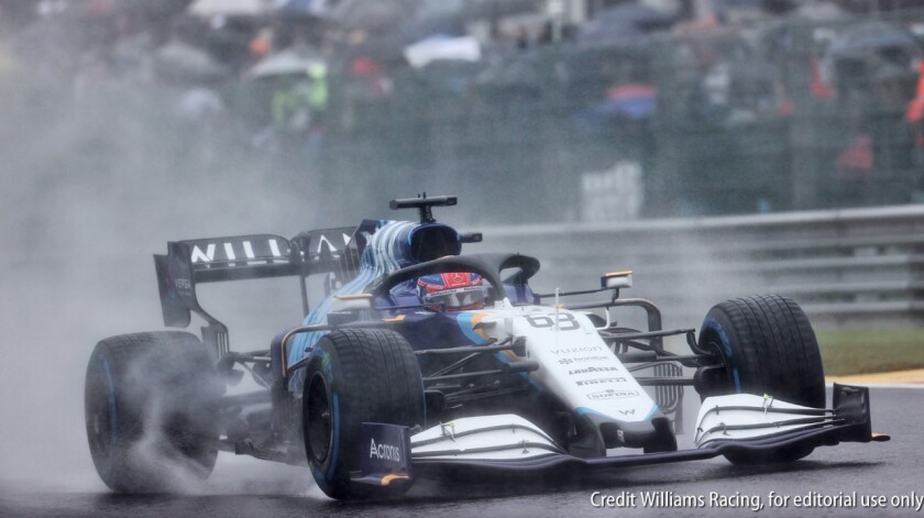 George Russell driving in a one-off race for Mercedes F1 at the 2020 Sakhir GP