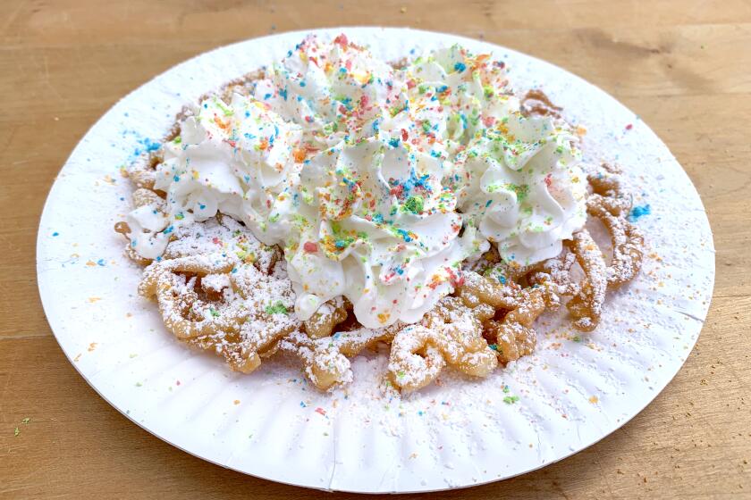 Funnel cake with lucky charms magical marshmallows recipe by Genevieve Ko.