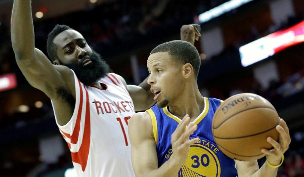 Rockets shooting guard James Harden and Warriors point guard Stephen Curry lead their teams into the Western Conference Finals.