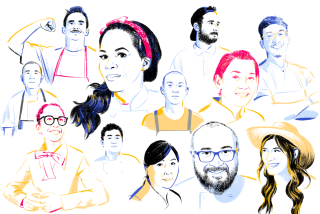 A collection of illustrated faces of next-generation L.A. chefs