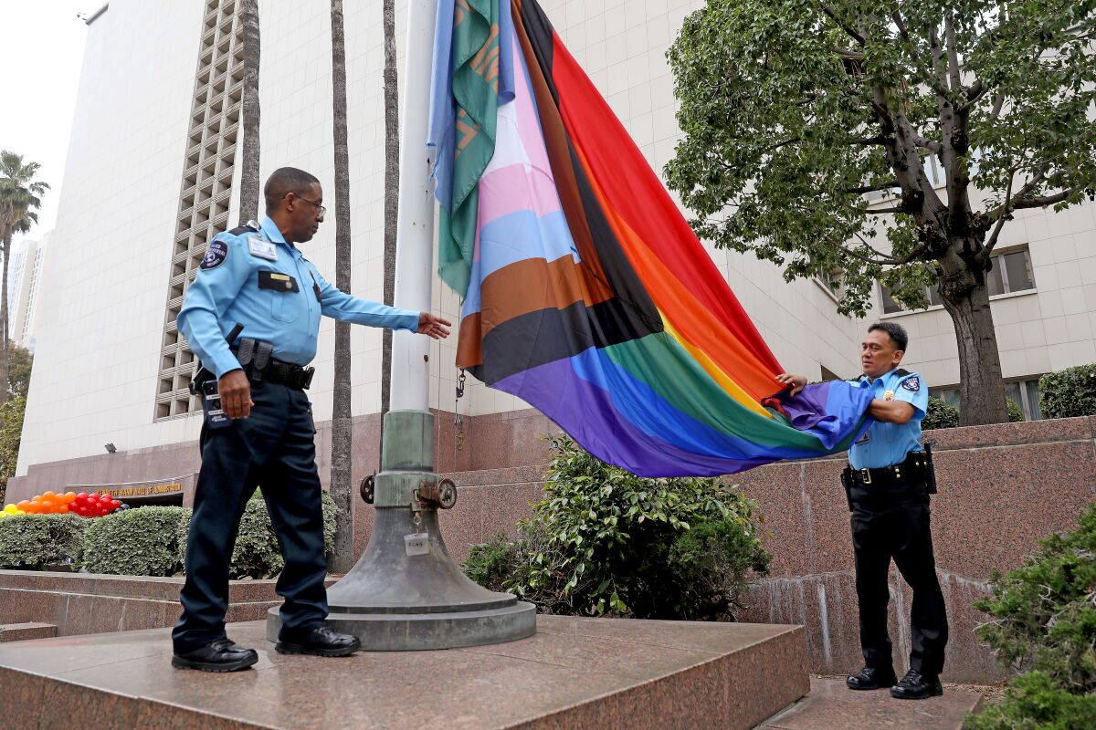 Pride flag flies at an L.A. County building for the first time Los