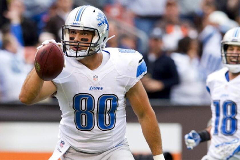 Tight end Joseph Fauria has five touchdowns for the Detroit Lions this season on seven receptions after going undrafted out of UCLA.