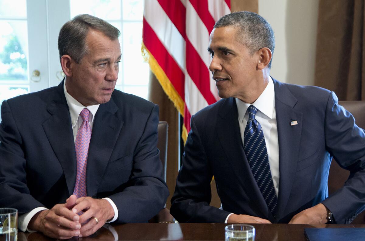 President Obama with House Speaker John Boehner of Ohio in the Cabinet Room of the White House in Washington last year