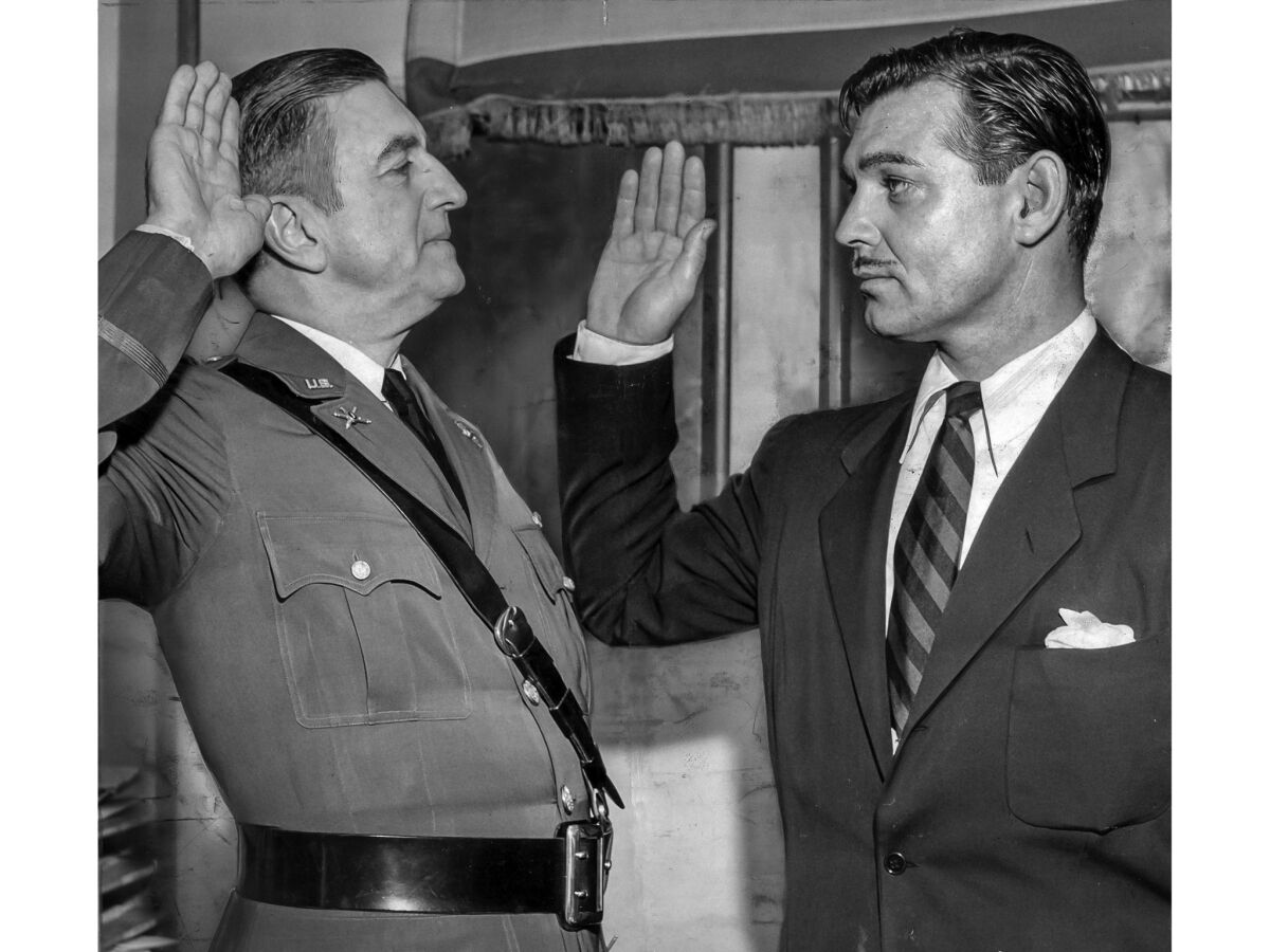 Aug. 12, 1942: Col. Malcolm P. Andruss and Clark Gable. This photo appeared on Page 1 of the Aug. 13, 1942, Los Angeles Times.