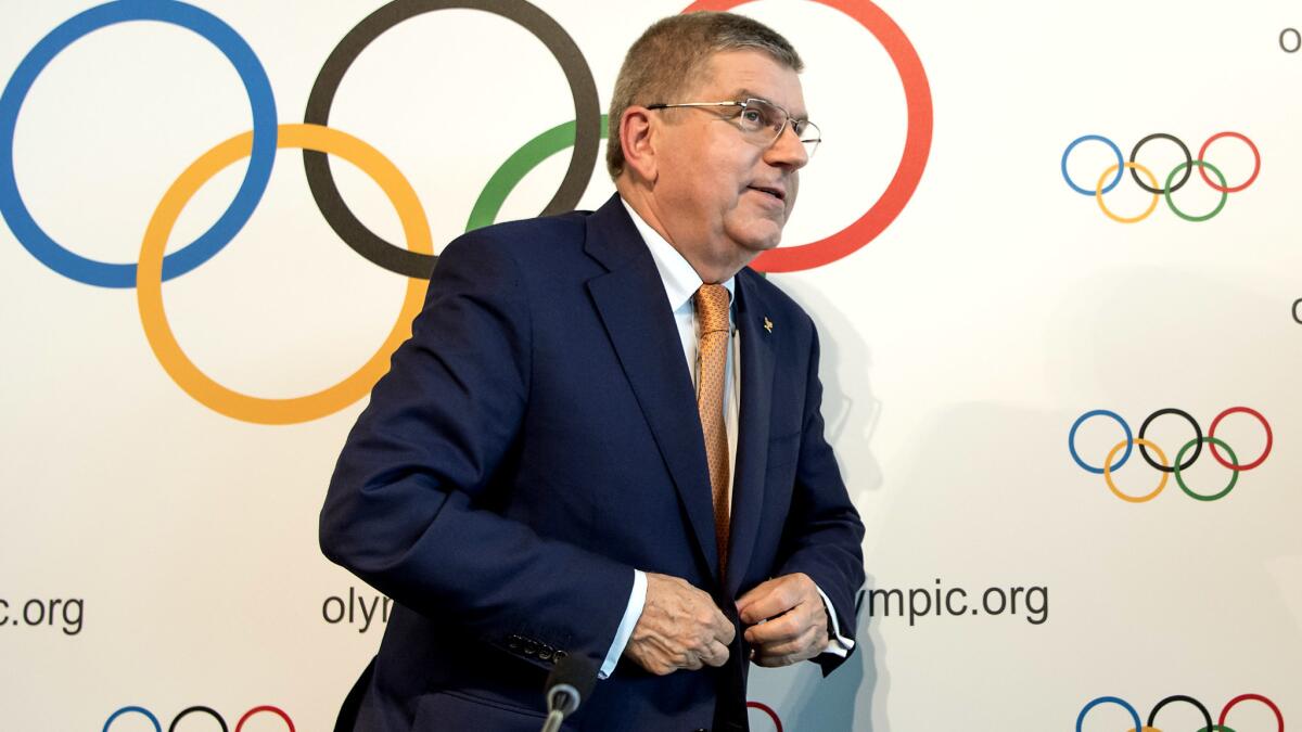 Says IOC president Thomas Bach of negotiations with L.A. and Paris bid officials, "I think the ultimate purpose of this endeavor is to create a win-win-win situation."