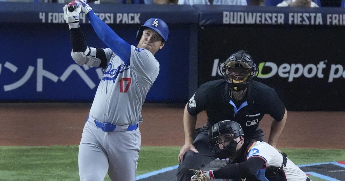 Shohei Ohtani gets closer to 50-50, but the Dodgers lose to the Marlins