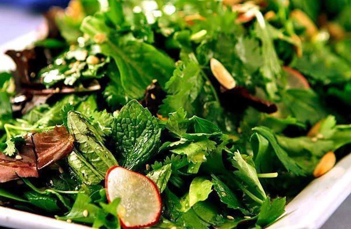 Fresh herb salad with seeds.