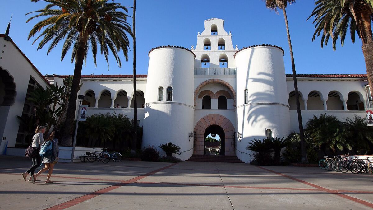  San Diego State University's campus is bordered by College Avenue, Interstate 8 and Montezuma Road.