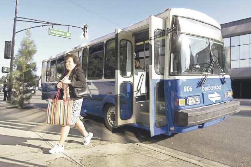 Commuter gets off the Burbankbus. (File photo)