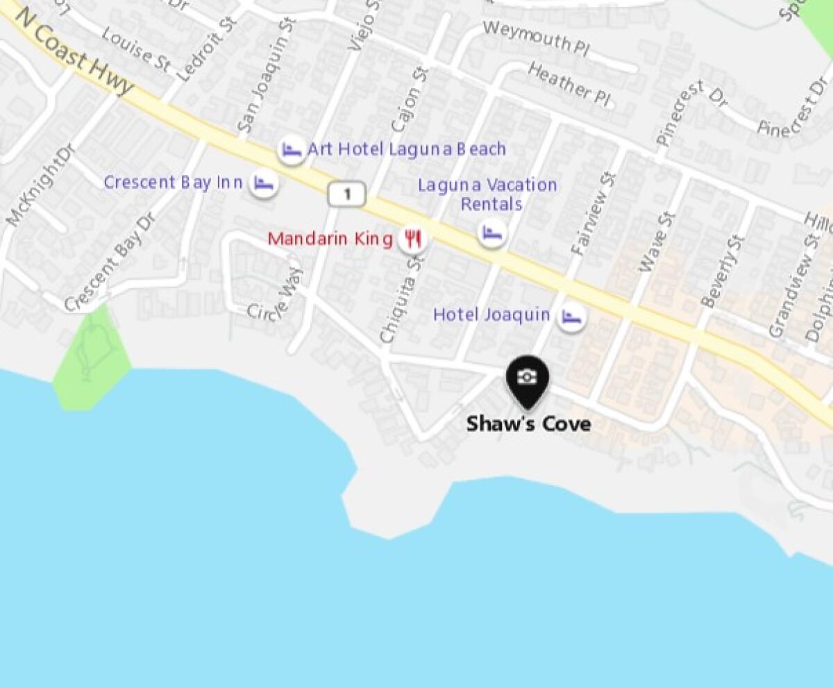 Shaw's Cove is a small beach at the base of Fairview Street in Laguna Beach.