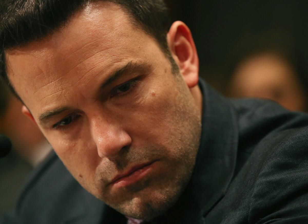 Ben Affleck, founder of the Eastern Congo Initiative, listens to testimony during a Senate committee hearing on Capitol Hill in March on diplomacy, development and national security in regards to Africa.