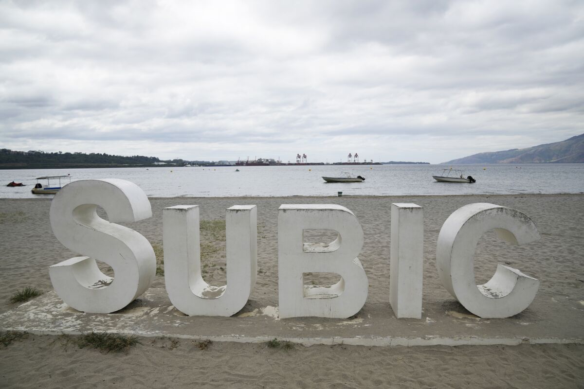 A sign stands on a quiet day in what used to be AmericaÅfs largest overseas naval base at the Subic Bay Freeport Zone
