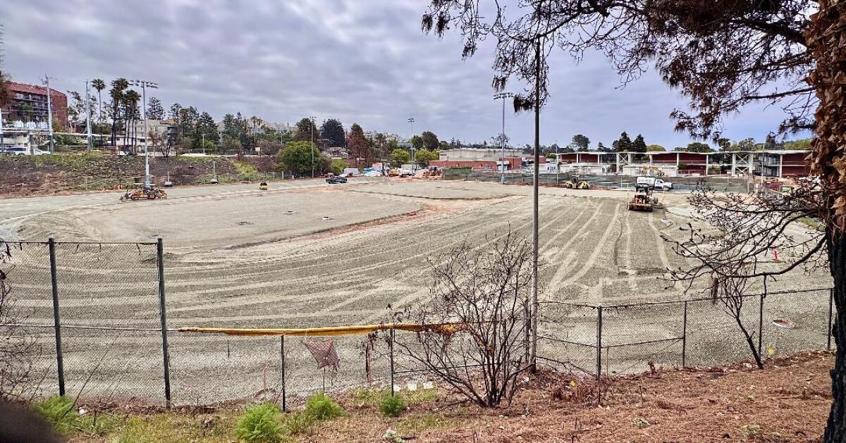 Bulldozers have cleared the Palisades High baseball field so that bungalows can be used for classes. 