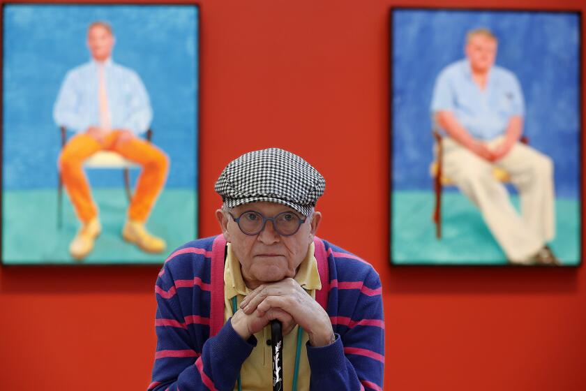 LOS ANGELES, CALIF. - APR. 11, 2018. Artist David Hockney has an exhibition of newly painted portraits opening soon at the Los Angeles County Museum of Art in Los Angeles. (Luis Sinco/Los Angeles Times)