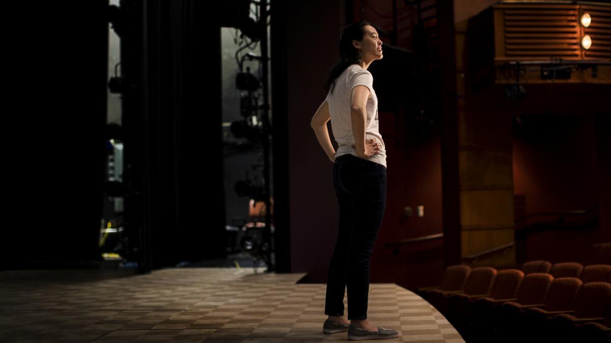 Playwright Lauren Yee, onstage at the South Coast Repertory.