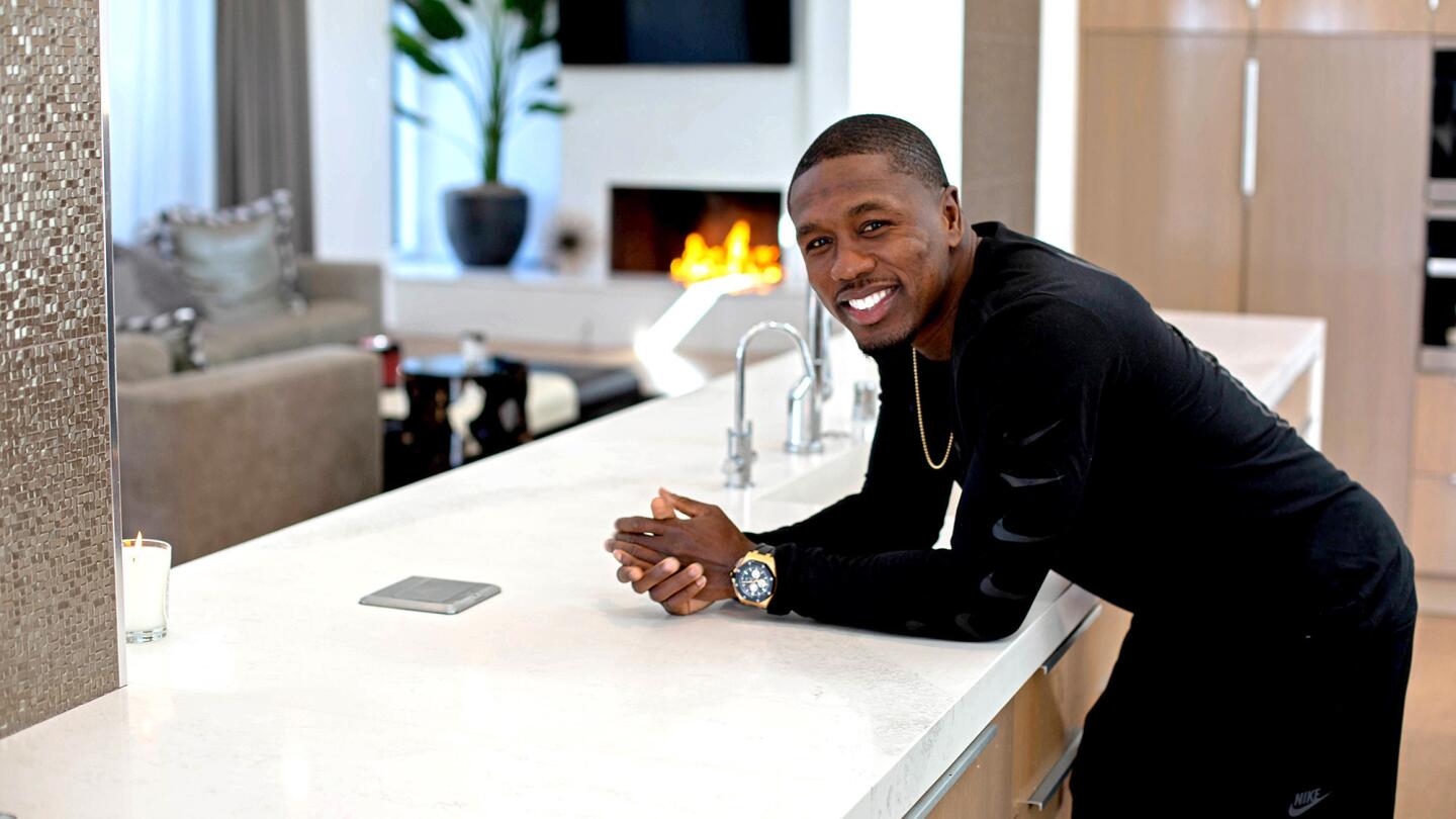 Boxer Andre Berto in his favorite room, the kitchen of his Beverly Hills home.