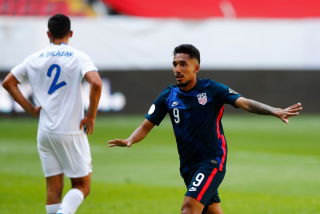 GUADALAJARA, MEXICO - MARCH 18: Jesús Ferreira #09 of United States celebrates after scoring the first goal.