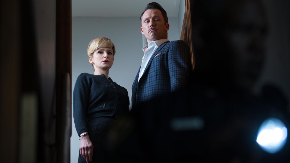 Kyra Sedgwick and Jeffrey Donovan in a scene from "Villains."