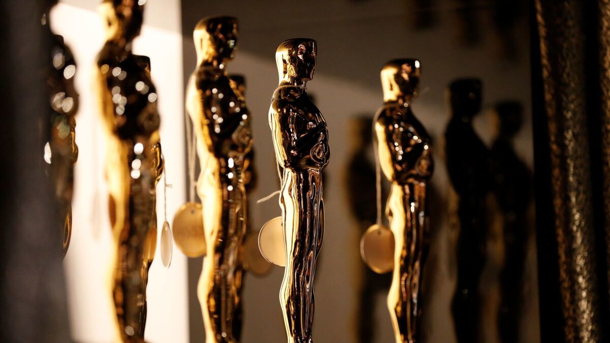 The Oscar statues backstage at the 88th Academy Awards