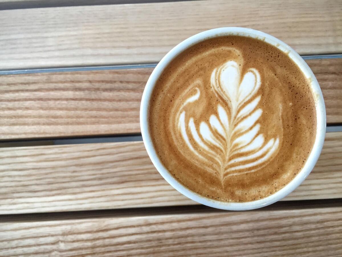A cappuccino at the Assembly, a new coffee shop in West Hollywood.