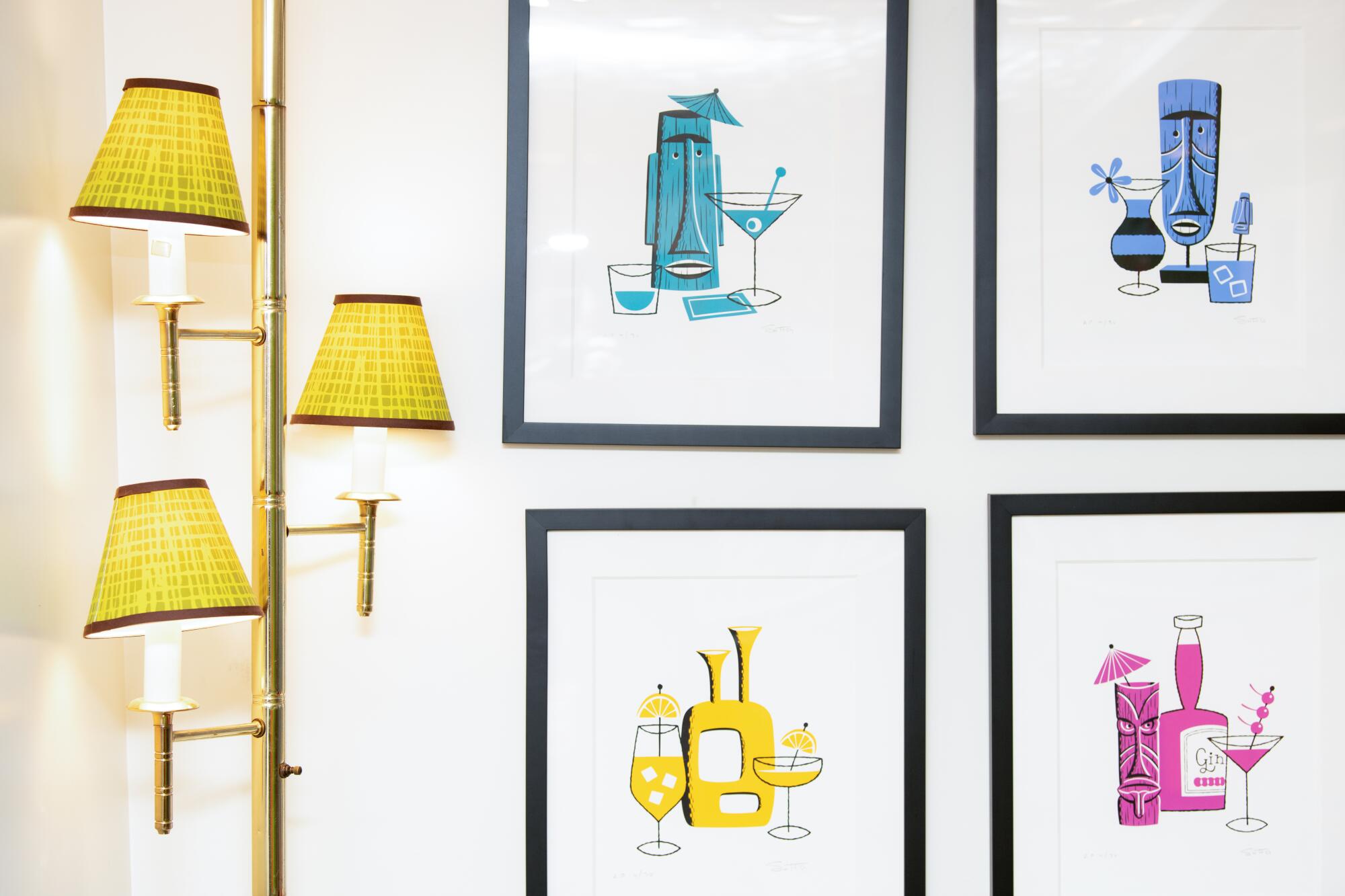 Liquor-themed illustrations at the Shag House.