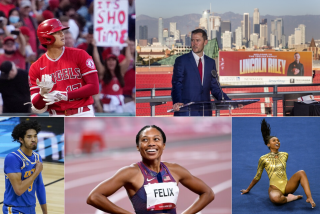 Collage of 2021 sports figures of note Shohei Ohtani, Lincoln Riley, Nia Dennis, Allyson Felix and Johnny Juzang