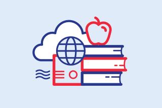 broadband internet cloud and globe, apple, stack of books, air conditioner