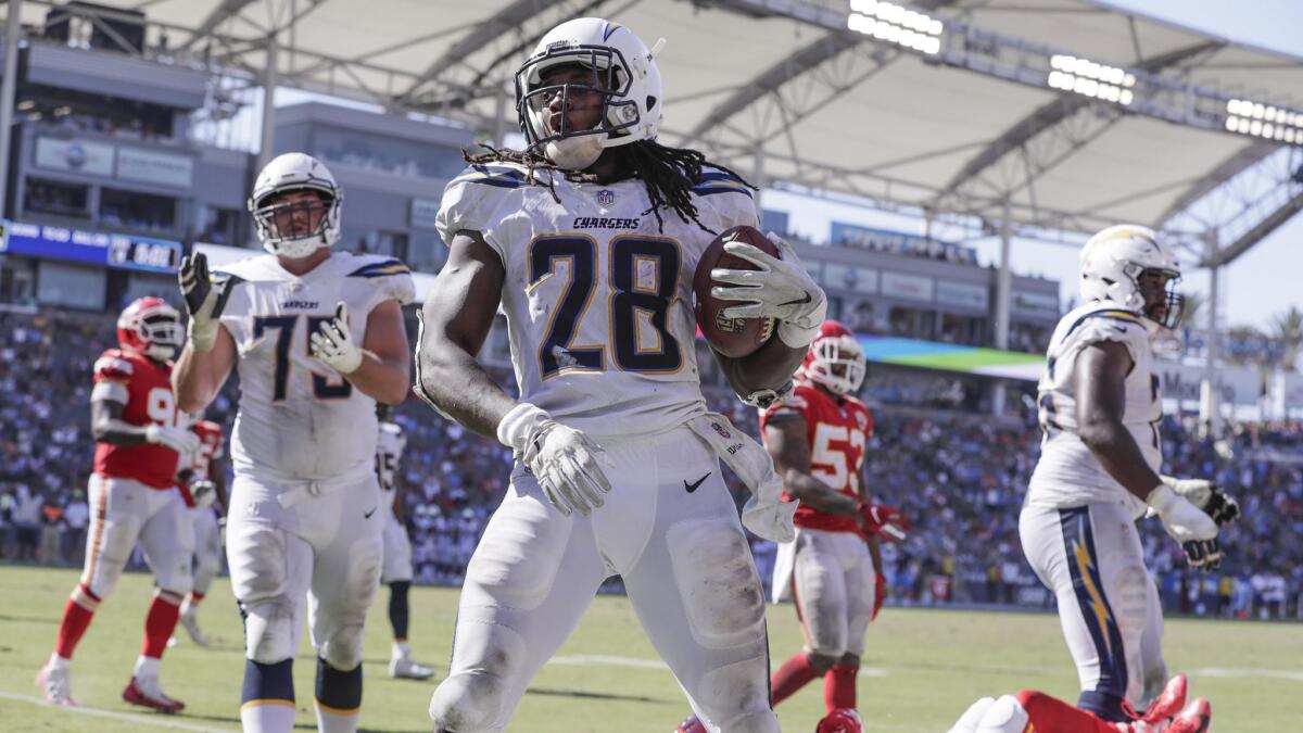 Chargers running back Melvin Gordon is tied for the team lead in receptions.