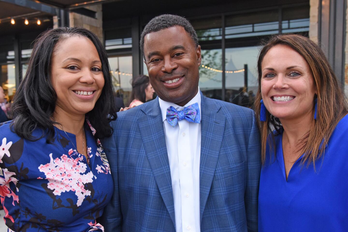 From left, LaToya Harrington, Charles English and Gabrielle Descoteau at the Bourbon and Bowties charity fundraiser held at Rye Street Tavern in Port Covington.