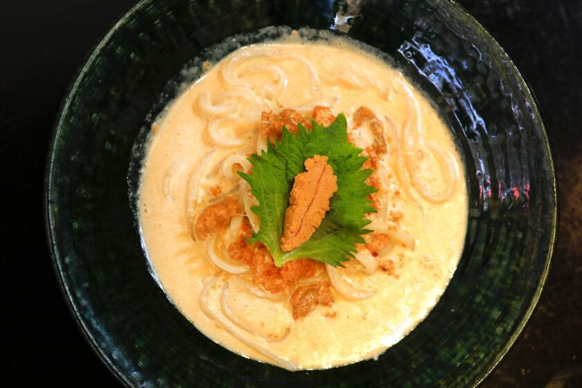 Sea urchin cream udon is one of the more creative noodle dishes offered.