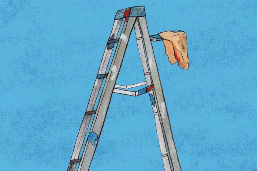 illustration of an aluminum ladder stained with paint
