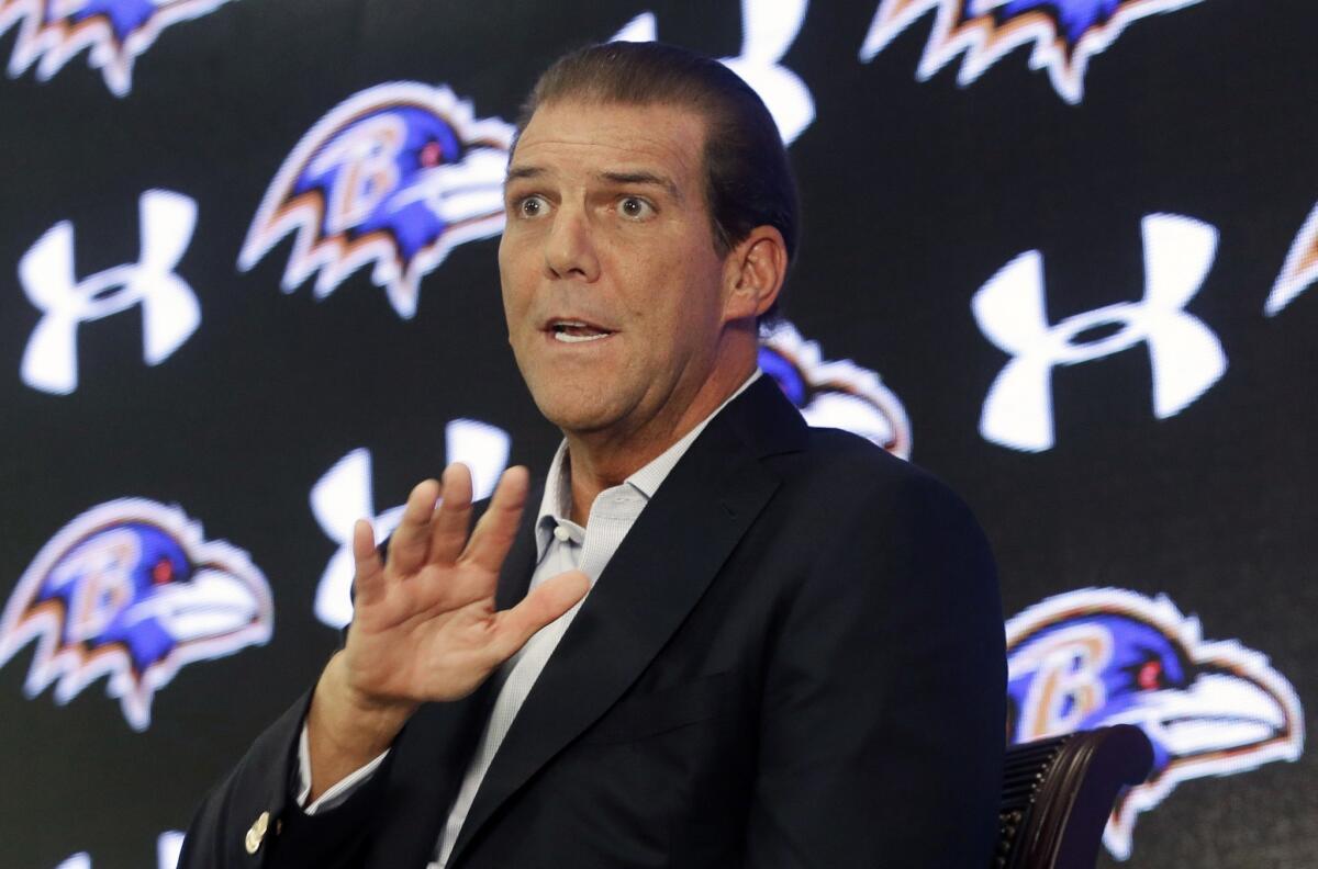 Ravens owner Steve Bisciotti answers questions about the controversy surrounding former running back Ray Rice on Monday at a new conference.