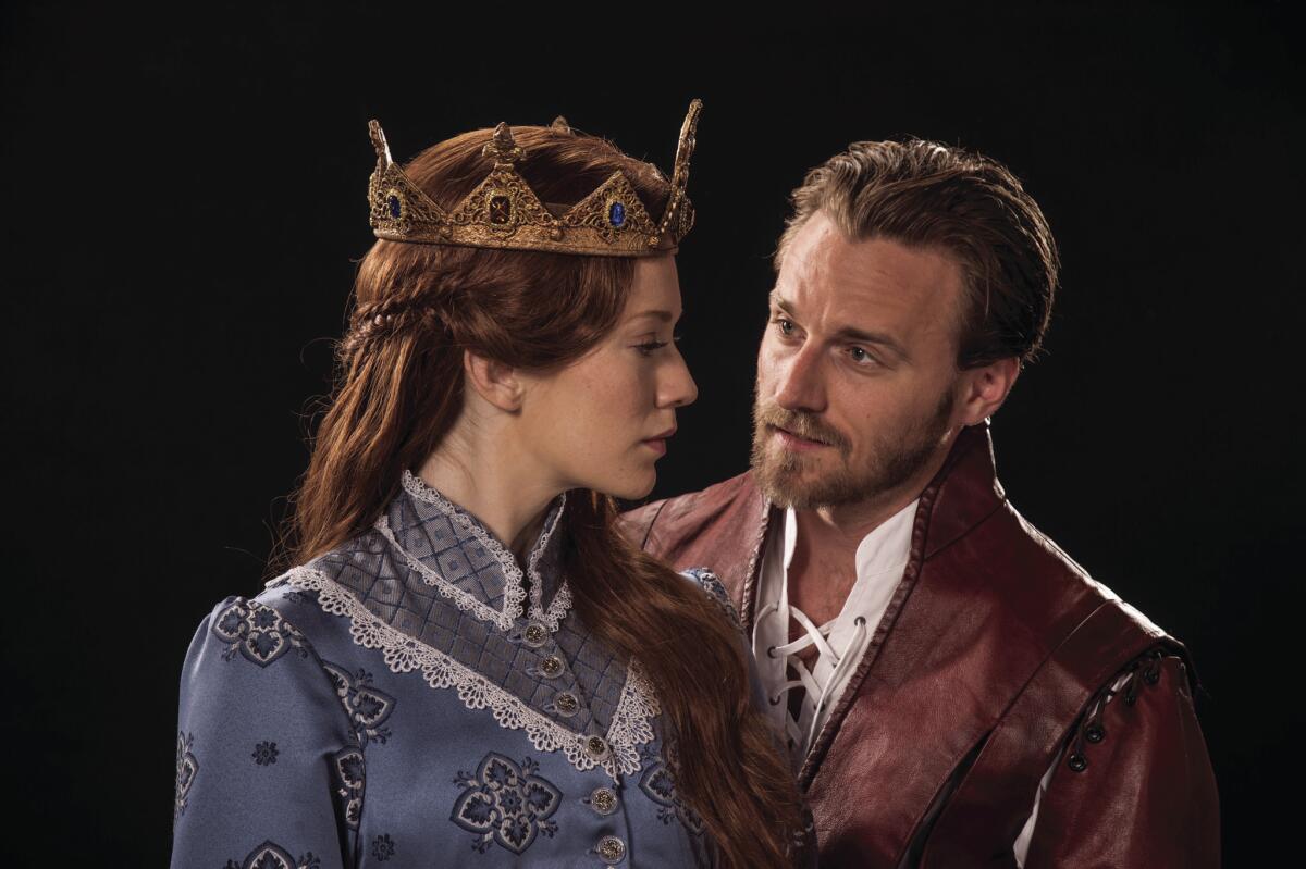 Leslie Lank, left, as Katherine and Sam Ashdown as Henry V in the Utah Shakespeare Festival's 2016 production of "Henry V."