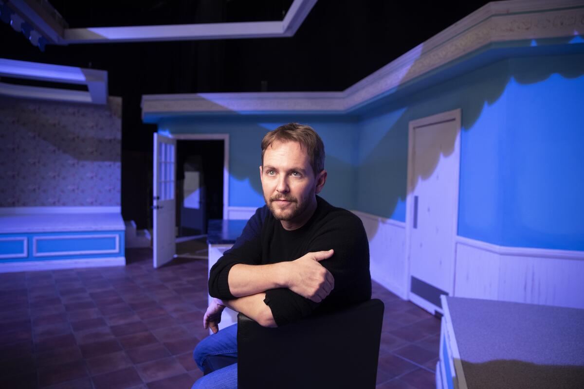 Matt Shakman is photographed on the set of a Geffen Playhouse show.